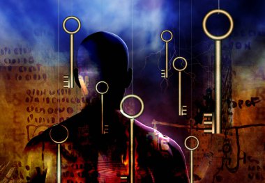 Adam konsepti arka planda, kapat