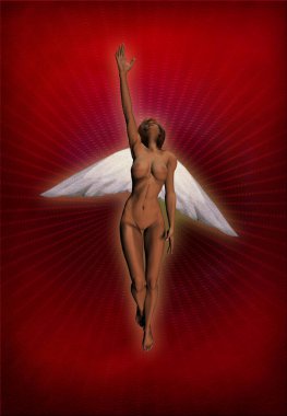 3d illustration of a angel with naked body