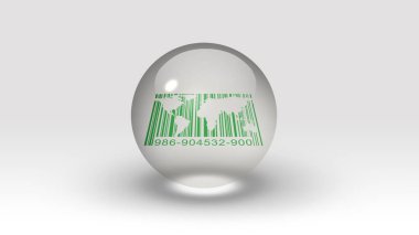 Ele geçirilmiş dünya barkodu. 3d oluşturma.