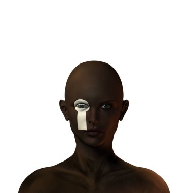 Surreal modern art. 3d render of a female face