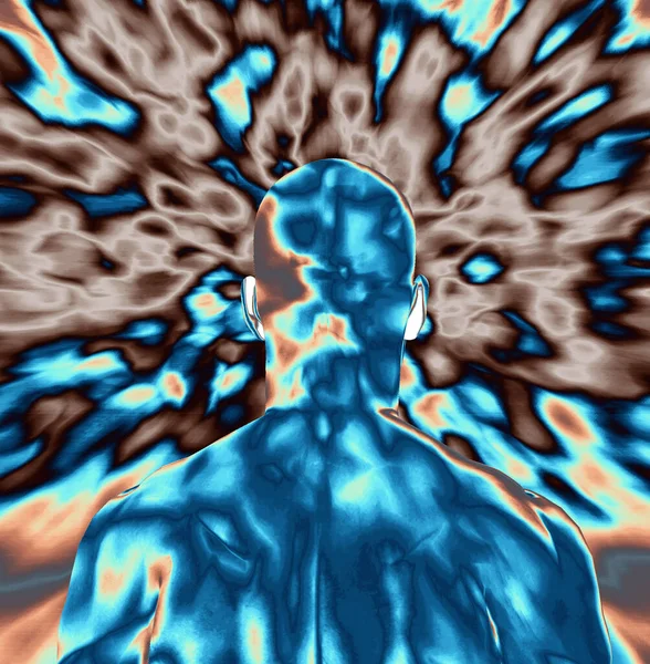 Abstract Background Human Face Rendering Bald Man Face Away — Stock Fotó