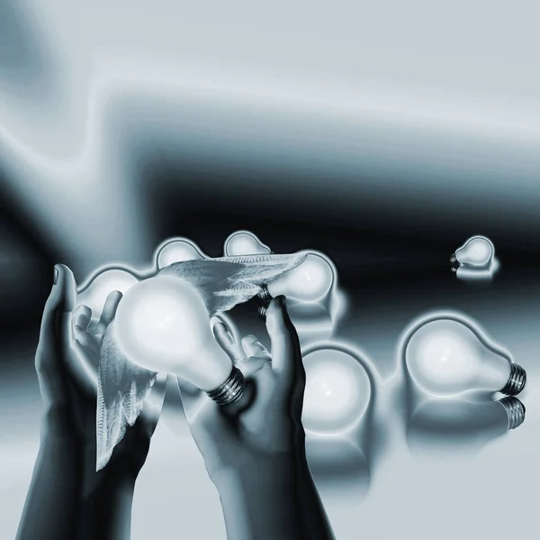 抽象的なカラフルな背景の電球 — ストック写真