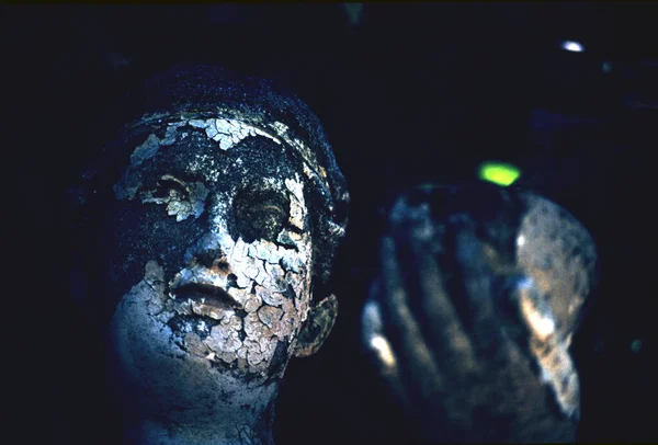 Närbild Gammal Staty Buddha — Stockfoto