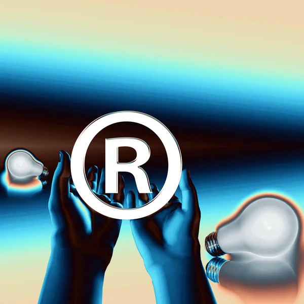 Registered Idea Registered Symbols Light Bulbs Rendering — Stock Photo, Image
