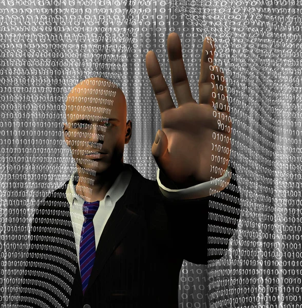 Businessman Binary Code Matrix Rendering — Stock Photo, Image