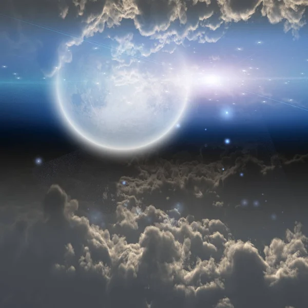 Bellissimo Cielo Notturno Con Nuvole — Foto Stock
