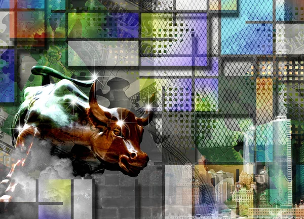 Abstract Background Bull Sculpture Geometric Shapes Art — Stockfoto