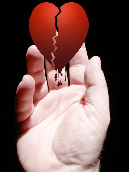 Menschliche Hand Mit Abstraktem Herzen — Stockfoto