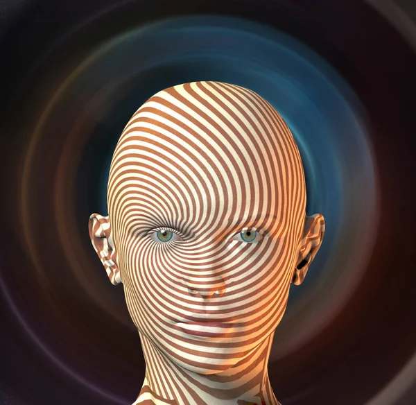 人間の顔の3Dレンダリング 曼荼羅縮小サイズ — ストック写真