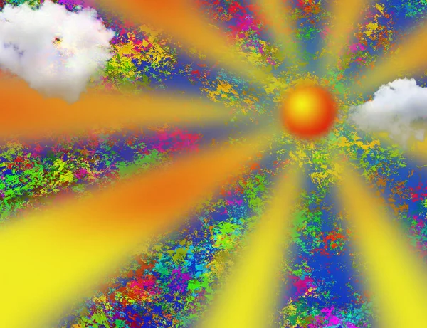 Sun Rays Sky Abstract Colorful Background — Stock Photo, Image