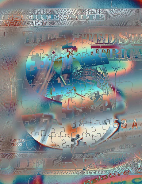 Dollarzeichen Auf Buntem Puzzle Hintergrund — Stockfoto