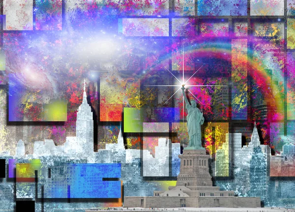 Collage Abstracto Fondo Con Diferentes Patrones Edificios Ciudad Arte — Foto de Stock