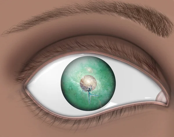 Eye Lens Reflection Green Glitter — Zdjęcie stockowe