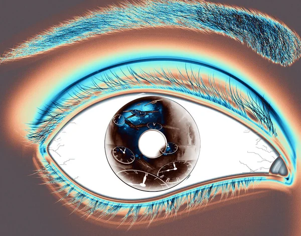 eye lens reflection with green glitter