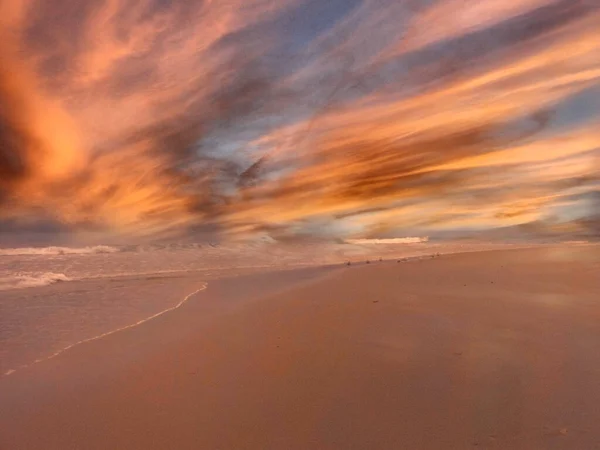 Пустой Пляжный Пейзаж Красочный Облачный Пейзаж — стоковое фото