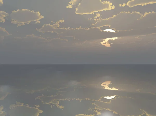 Sol Sobre Mar Con Reflexión Sobre Agua —  Fotos de Stock