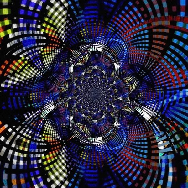 Abstracto Colorido Hipnótico Simétrico Patrón Ornamental Decorativo Caleidoscopio Movimiento Geométrico — Foto de Stock