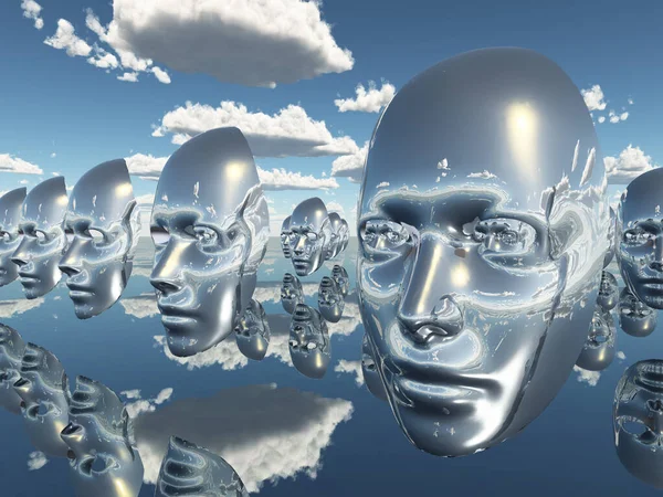 Rendering Blue White Cloud Background Face Mask — Stok fotoğraf