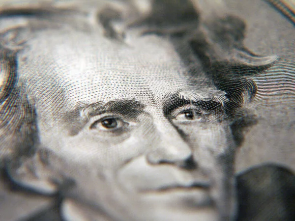 Prezydent Jackson Amerykański Banknot Dolarowy — Zdjęcie stockowe