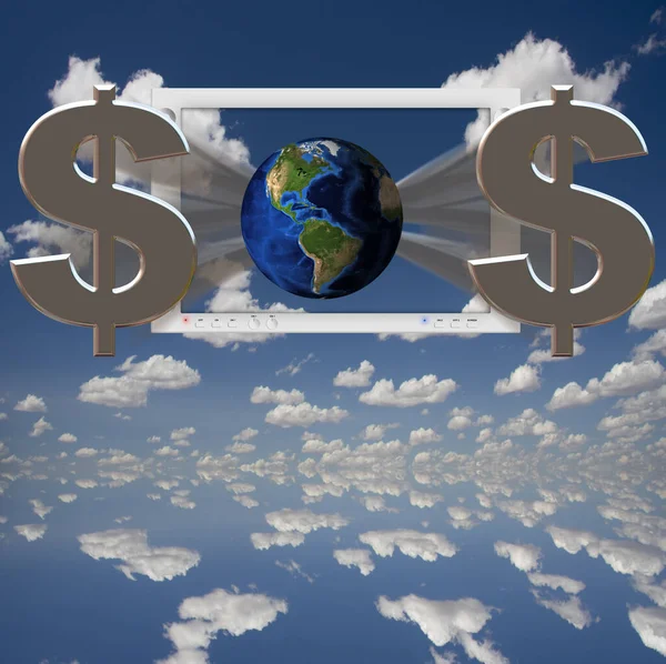 Dollar Sign Blue Sky Background Clouds — Stock Photo, Image