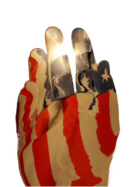 Рука Абстрактным Фоном Американского Флага — стоковое фото