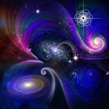 Digital abstract background with hands in space