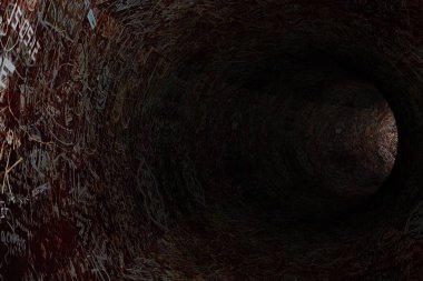 Soyut tünel duvarına karalamalar. 3d oluşturma.