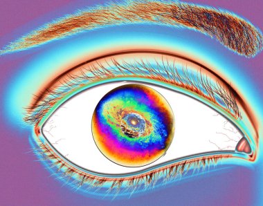 eye lens reflection with green glitter