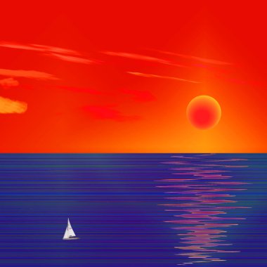 Denizin üzerinde gün batımı