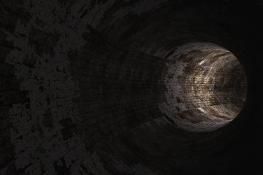 Yıpranmış tuğla tünel. 3d oluşturma.