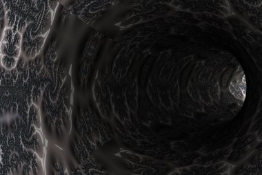 Fraktal formasyonlu soyut tünel. 3d oluşturma.