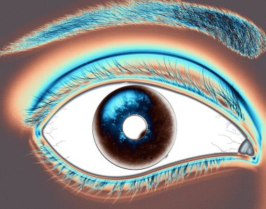 eye lens reflection with green glitter