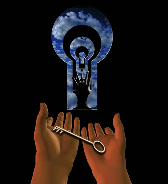 Conceptual Illustration Hands Lock Humanity Rule World Concept — Stockfoto