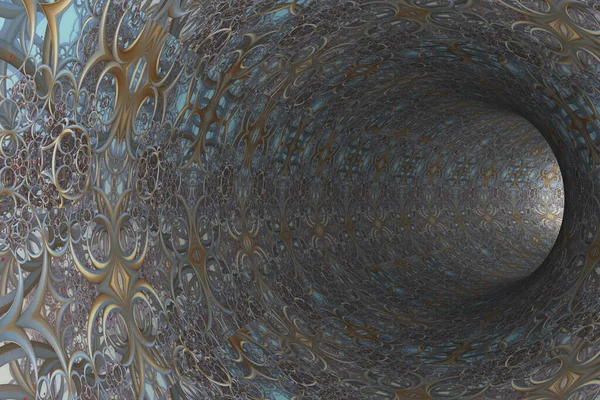 Duvarlarında Kaleydoskopik Desenler Olan Soyut Bir Tünel — Stok fotoğraf