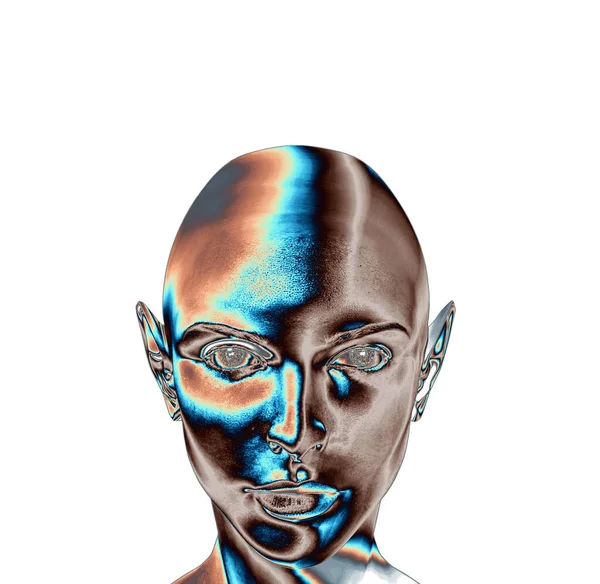 Απόδοση Τέχνης Ανθρώπινο Κεφάλι Φουτουριστικό Γραφικό Υπολογιστή — Φωτογραφία Αρχείου