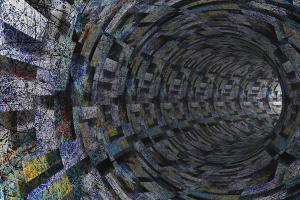 Abstracte Tunnel Met Krabbels Geometrische Elementen — Stockfoto