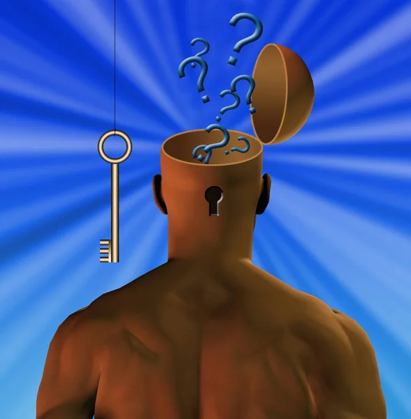 Key Mind Man Keyhole Open Head Rendering — Stock Photo, Image