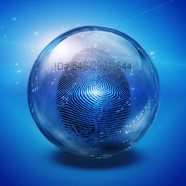 Illustration Binary Code Fingerprint Blue Background — 图库照片