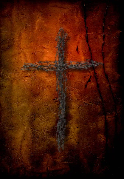 Old Wooden Cross Background Church — Fotografia de Stock