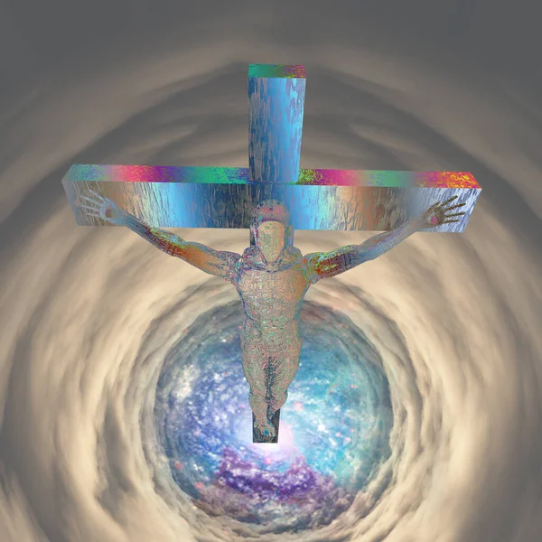 Jesus Christ Cross Floating Space — Photo