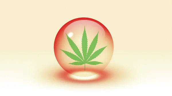 Foglia Marijuana Dentro Bolla Rendering — Foto Stock