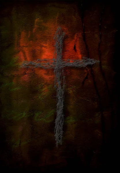 Old Wooden Cross Background Church — Stockfoto