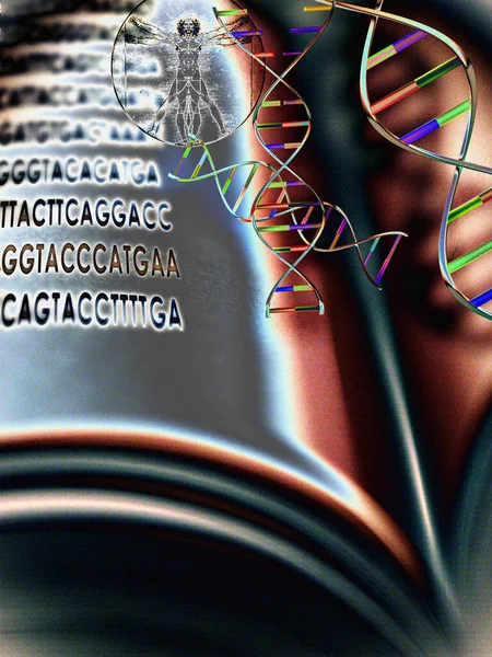 Sfondo Luminoso Con Dna Libro Spazio Testo — Foto Stock