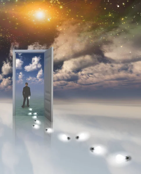 Open Door Sky Concept Illustration Background — Stock Photo, Image