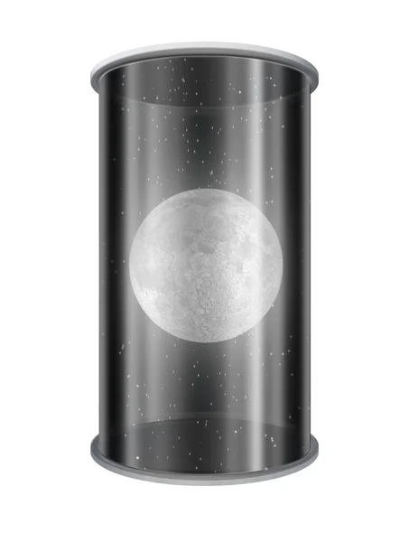 Composition Surréaliste Lune Dans Cylindre Verre Rendu — Photo