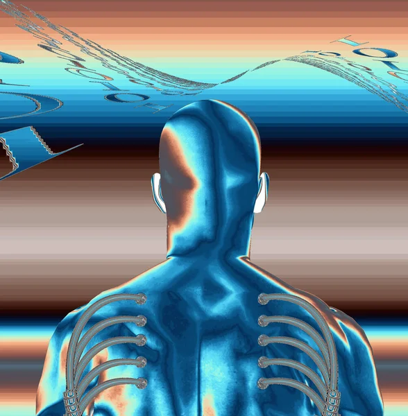 抽象的な背景に人間の体の3Dイラスト — ストック写真