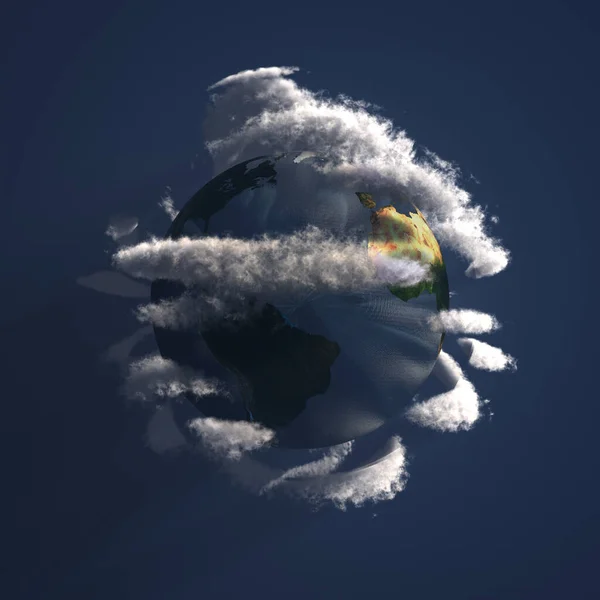 Planet Erde Mit Wolken Rendering — Stockfoto