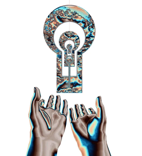 Abstract Conceptual Illustration Hands Lock — Stock Photo, Image