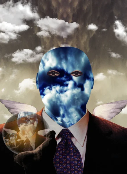 Mann Mit Maske Und Blauen Augen — Stockfoto