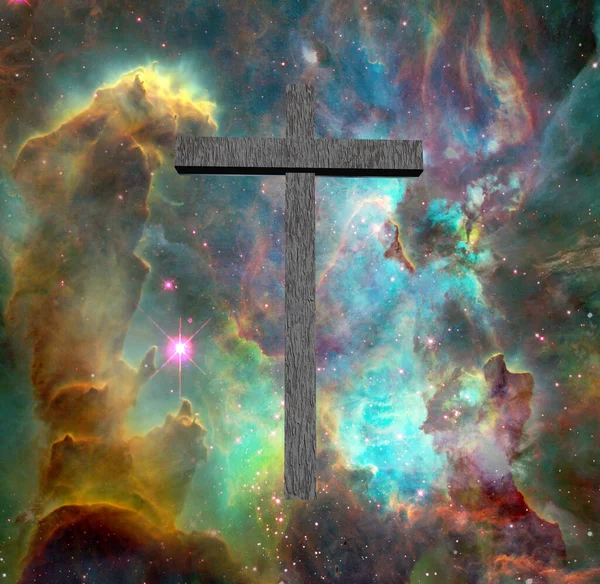 Jesus Kristus Med Kors Och Stjärnor Bakgrunden Närbild — Stockfoto